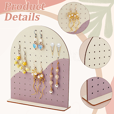Detachable Arch-shaped Wood Earring Organizer Display Stands EDIS-WH0042-01A-1