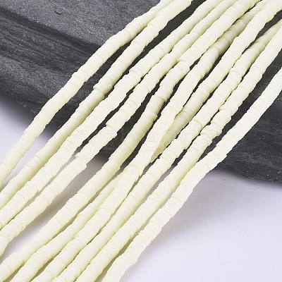 Flat Round Handmade Polymer Clay Bead Spacers CLAY-R067-4.0mm-21-1