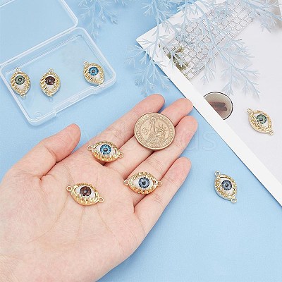 8pcs 4 colors Evil Eye Resin Brass Connector Charms Sets RESI-GA0001-21-1