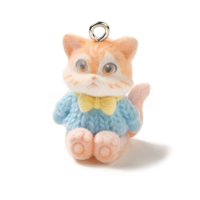 Cute Fox Flocking Resin Pendants MACR-Z001-02P-1