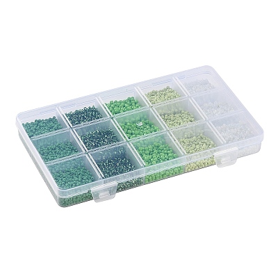 DIY 15 Grids ABS Plastic & Glass Seed Beads Jewelry Making Finding Beads Kits DIY-G119-02E-1