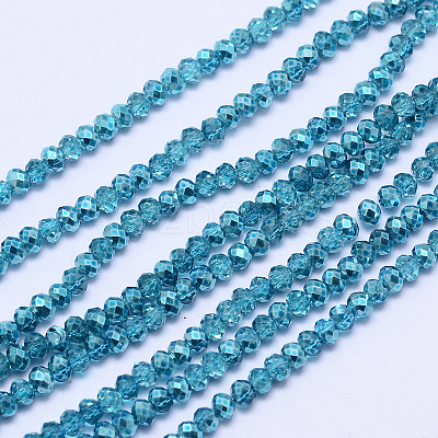 Faceted Rondelle Transparent Painted Glass Beads Strands DGLA-J001-C10-2mm-1