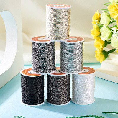6Rolls 6 Colors Polyester Metallic Thread OCOR-TA0002-82C-1