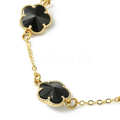 2Pcs 2 Colors Glass Flower Link Bracelets BJEW-JB10586-1