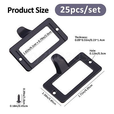 25Pcs Rectangle Zinc Alloy Label Frame Card Holder AJEW-FH0008-75C-1