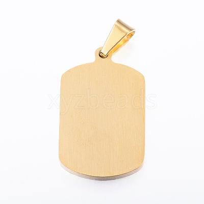 304 Stainless Steel Crystal Rhinestone Rectangle with Allah Pendants STAS-E093-11G-1