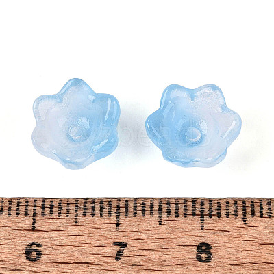 Transparent Two Tone Spray Painted Glass Bead Caps A-GLAA-Q089-002B-001-1
