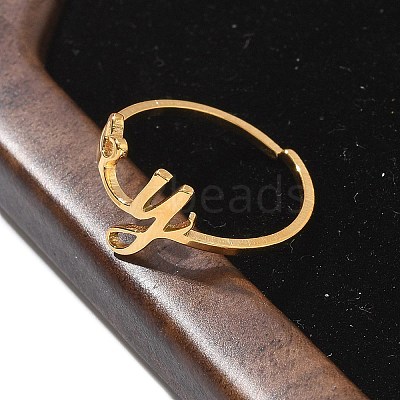 304 Stainless Steel Cuff Rings for Women RJEW-D285-01G-Y-1