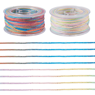 2 Rolls 2 Colors Segment Dyed Round Polyester Twisted Cords OCOR-TA0003-65C-1