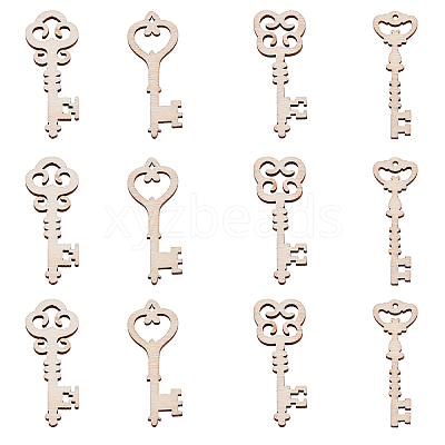 100Pcs Unfinished Wood Pendants WOOD-CJ0001-55-1