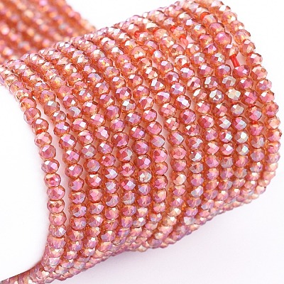 Electroplate Glass Beads Strands X-EGLA-F149-FR-01-1