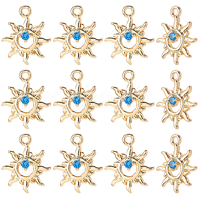 12Pcs Brass Micro Pave Cubic Zirconia Charms KK-DC0005-19-1