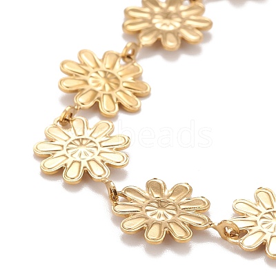 Enamel Daisy Link Chains Bracelet BJEW-P271-01G-05-1