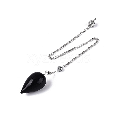Natural Obsidian Dowsing Pendulum Pendants AJEW-N005-02I-1