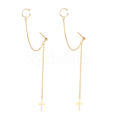Handmade 304 Stainless Steel Dangle Studs Earrings EJEW-JE04576-1