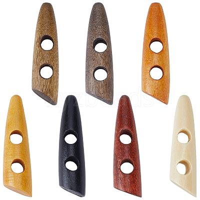 56Pcs 7 Colors 2-Hole Wood Buttons BUTT-GF0004-26-1