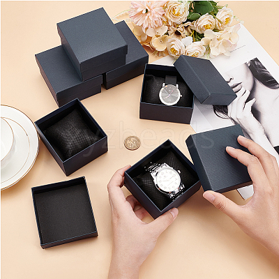 Cardboard Jewelry Watch Storage Gift Box CON-WH0092-67B-1