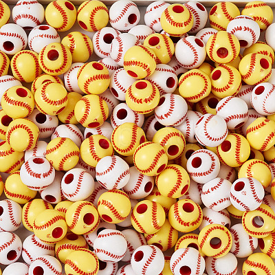 200Pcs 2 Colors Opaque Acrylic Round Beads SACR-BY0001-02-1
