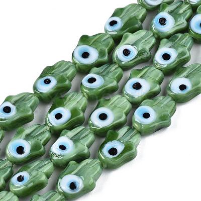 Handmade Evil Eye Lampwork Beads Strands LAMP-WH0006-06A-1
