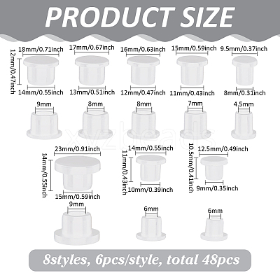 48Pcs 8 Styles Silicone End Caps FIND-FG0004-54A-1
