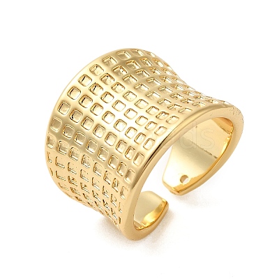 Tartan Brass Wide Open Cuff Rings for Women RJEW-A046-11G-1