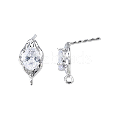 Brass Stud Earring Findings X-KK-N232-434P-1
