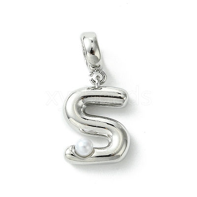 Rack Plating Brass with ABS Plastic Pearl European Dangle Charms KK-G501-02S-P-1
