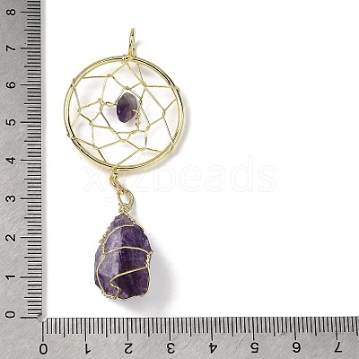 Raw Rough Natural Amethyst Coppwer Wire Wrapped Big Pendants G-G314-02G-05-1