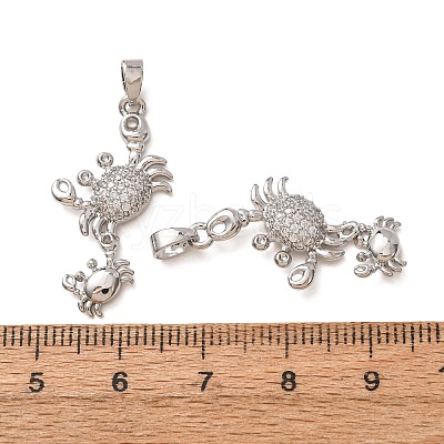 Brass Micro Pave Clear Cubic Zirconia Pendants CU-CBAFC45-01P-1