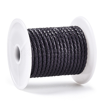 Braided Cowhide Leather Cord NWIR-N005-01G-3mm-1