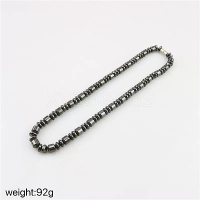 Synthetic Magnetic Hematite Rondelle and Column Beaded Nacklaces for Men WA5844-3-1