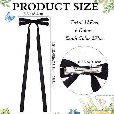Big Bowknot Polyester Alligator Hair Clips AJEW-CP0008-39C-1