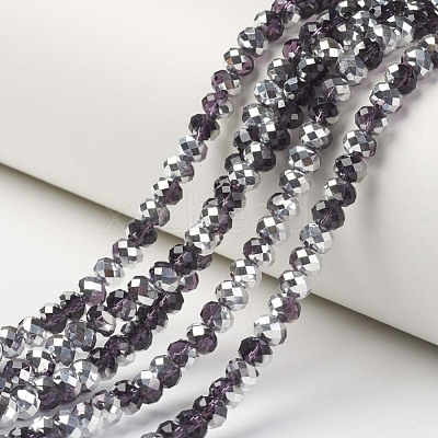 Electroplate Transparent Glass Beads Strands EGLA-A034-T10mm-M11-1
