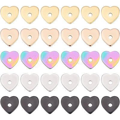 60Pcs 5 Colors 304 Stainless Steel Beads STAS-UN0039-53-1