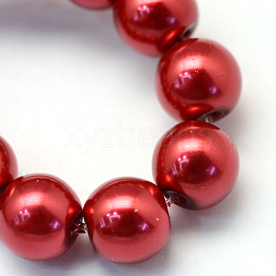 Baking Paint Pearlized Glass Pearl Round Bead Strands X-HY-Q003-10mm-51-1