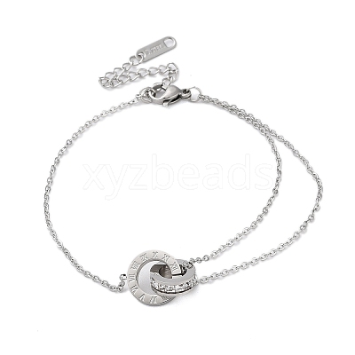 Roman Numerals Stainless Steel Link Bracelets BJEW-L689-01P-1