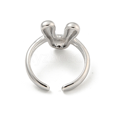 Brass Letter Open Cuff Rings for Women RJEW-G313-01V-P-1