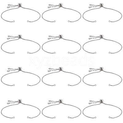 12Pcs Rack Plating Adjustable Brass Slider Bracelet Making KK-SP0001-80P-1