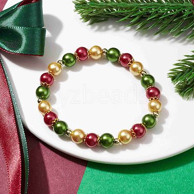 Glass Round Beaded Stretch Bracelets BJEW-JB10080-1
