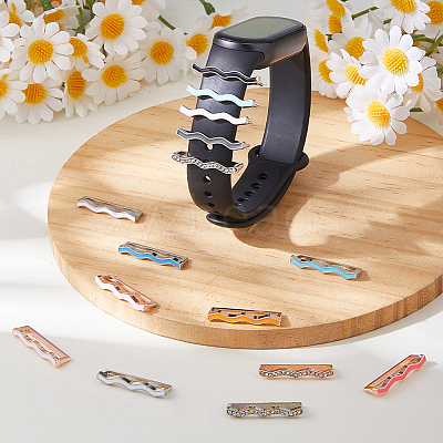 15Pcs 3 Colors Alloy Wave Watch Band Charms for Watch Loops Accesssories FIND-FH0017-65-1