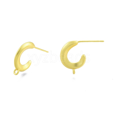 Rack Plating C-Shape Brass Stud Earring Findings KK-G437-12MG-1