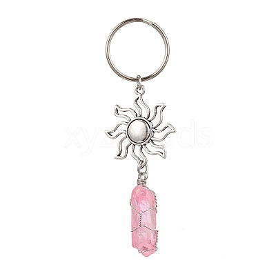 Natural Quartz & Alloy Keychain KEYC-JKC01147-1