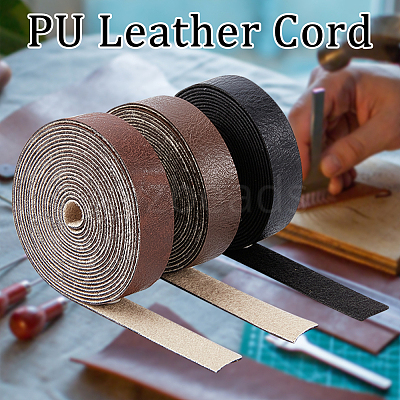3 Rolls 3 Colors PU Imitation Leather Cord LC-GF0001-08B-1