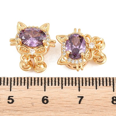 Brass Micro Pave Cubic Zirconia Beads KK-A298-13G-02-1