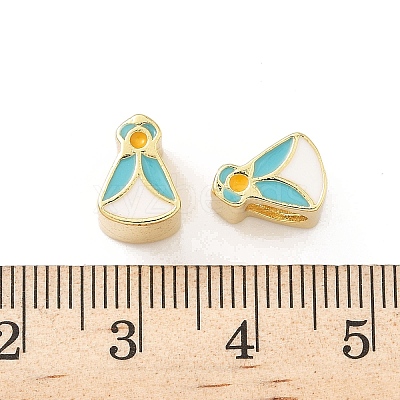 Brass Enamel European Beads KK-B141-28G-1