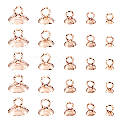 50Pcs 5 Style 304 Stainless Steel Bead Cap Pendant Bails STAS-CD0001-16-1