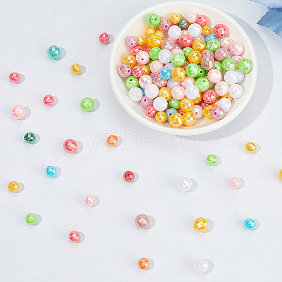 400Pcs 2 Styles Plating Eco-Friendly Poly Styrene Acrylic Beads OACR-PA0001-68-1