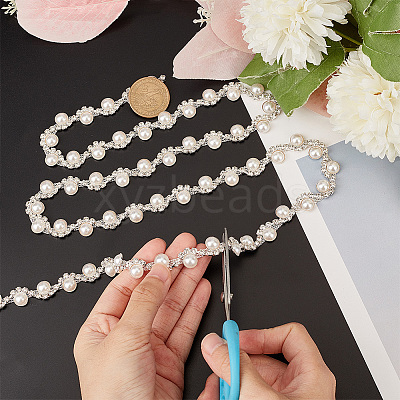 1 Yard Crystal Rhinestone Cup Chains with Plastic Pearl Beaded DIY-GA0005-72-1