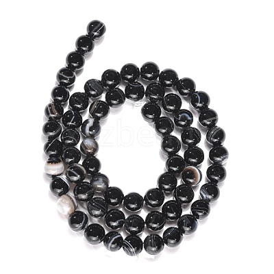 Natural Black Agate Beads Strands X-G-G391-6mm-01-1