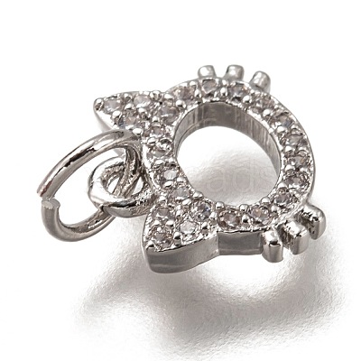 Brass Micro Pave Clear Cubic Zirconia Charms ZIRC-B002-55P-1